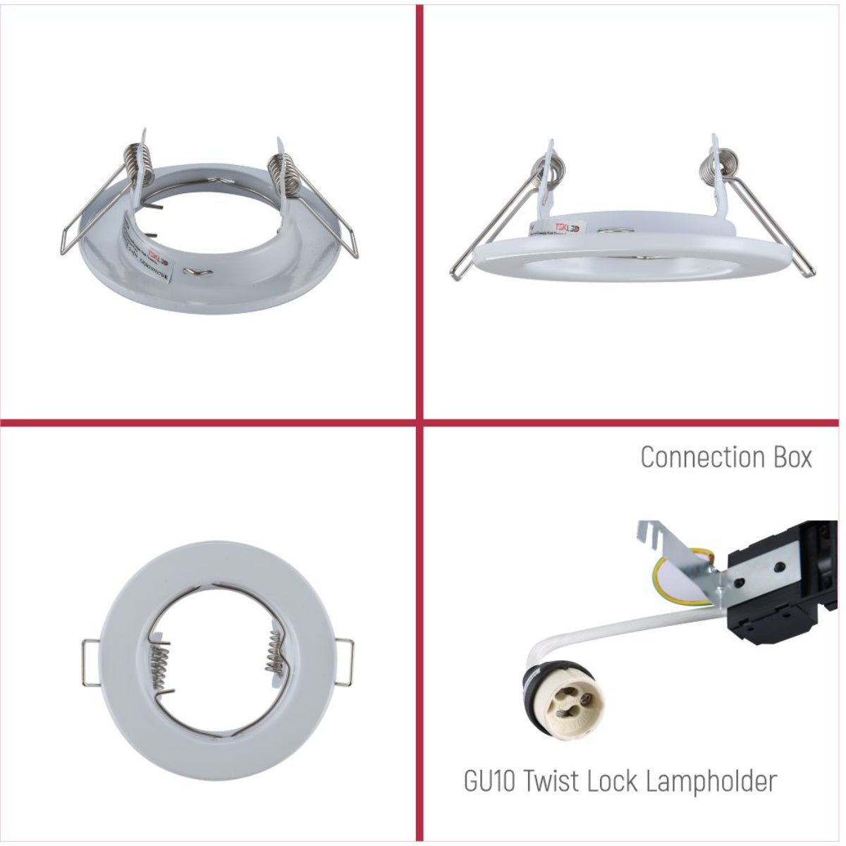 Detailed shots of Fixed Pressed Steel Downlight White IP20 with GU10 Fitting | TEKLED 143-03736