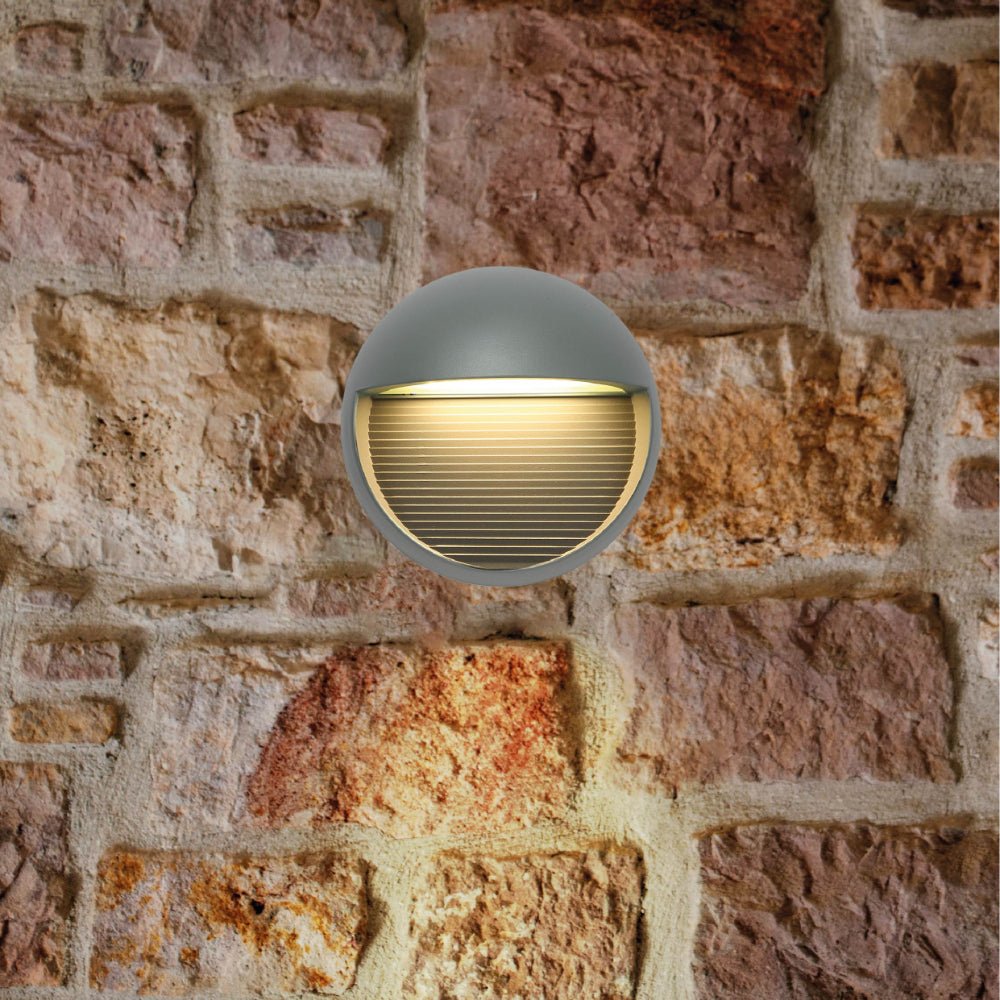 Outdoor usage of LED Diecast Aluminium Round Stair and Wall Light 5W Warm White 3000K IP54 Grey | TEKLED 182-03346
