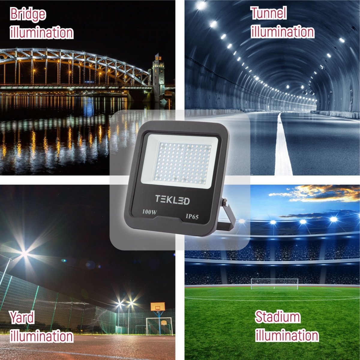 Outdoor application samples for LED Floodlight SMD 3030 Uk 100W Cool White 4000K IP65