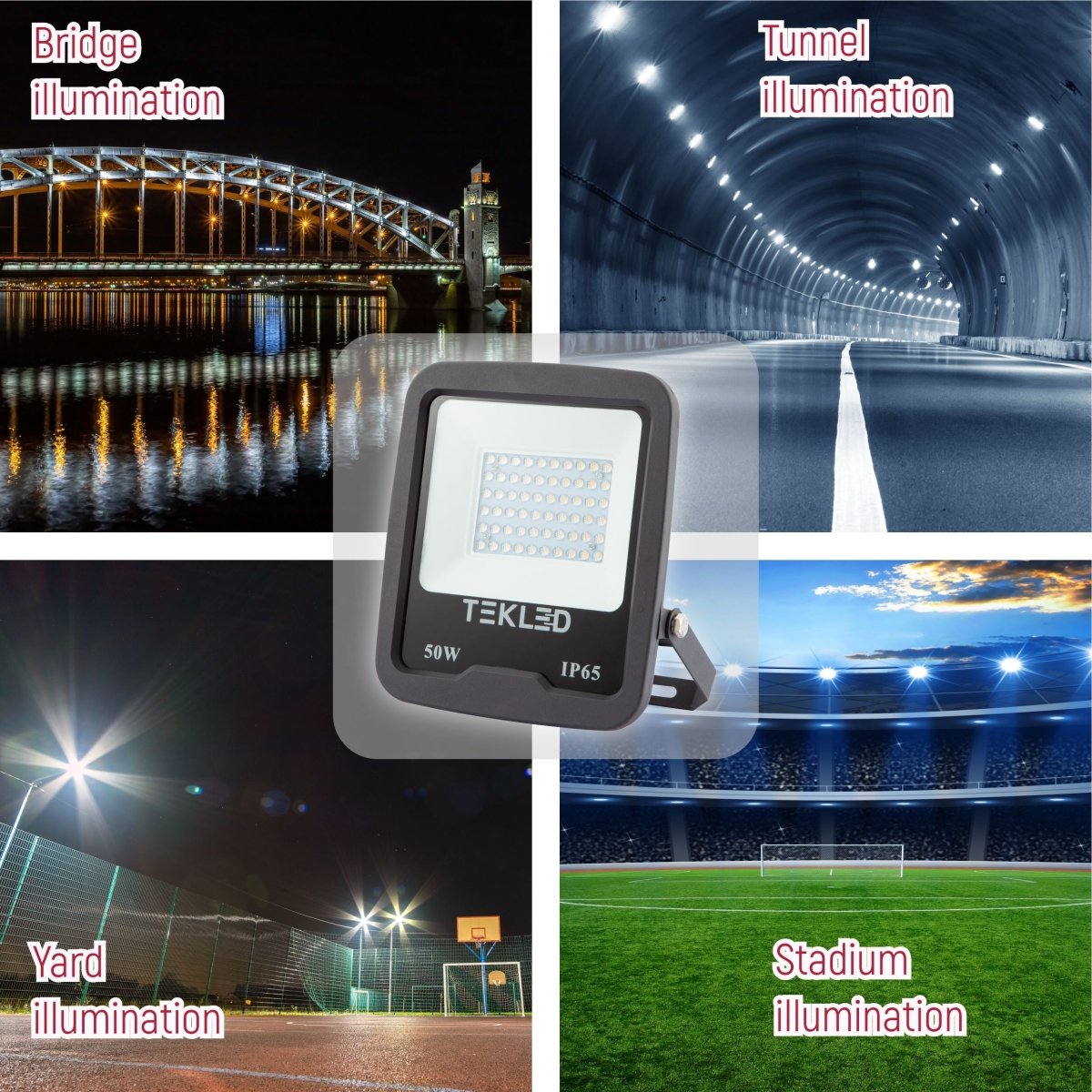 Outdoor application samples for LED Floodlight SMD 3030 Uk 50W Cool White 4000K IP65