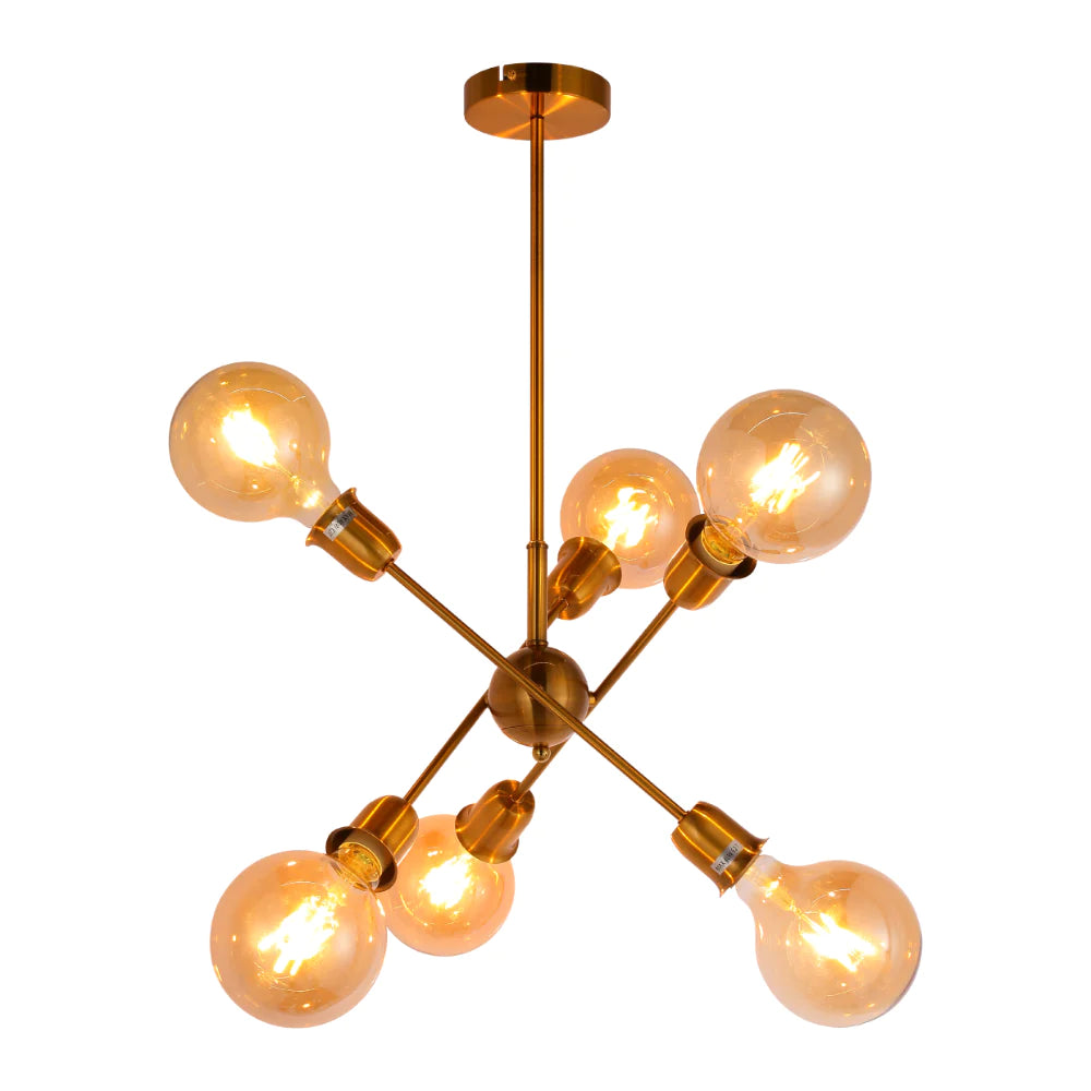 Equilibrium Sphere Sputnik Chandelier 6 Light Gold Fixture TEKLED
