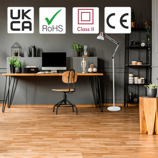 More interior usage of Swing Arm Architect Model Floor Lamp E27 White and Copper | TEKLED 130-03347