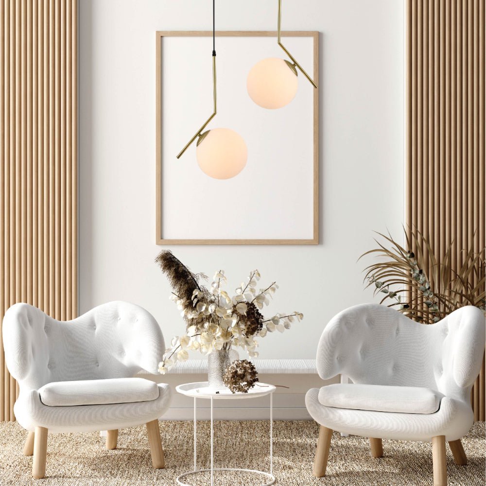 Indoor usage of Antique Brass Metal Opal White Glass Globe Pendant Ceiling Light D200 with E27 Fitting | TEKLED 158-19658