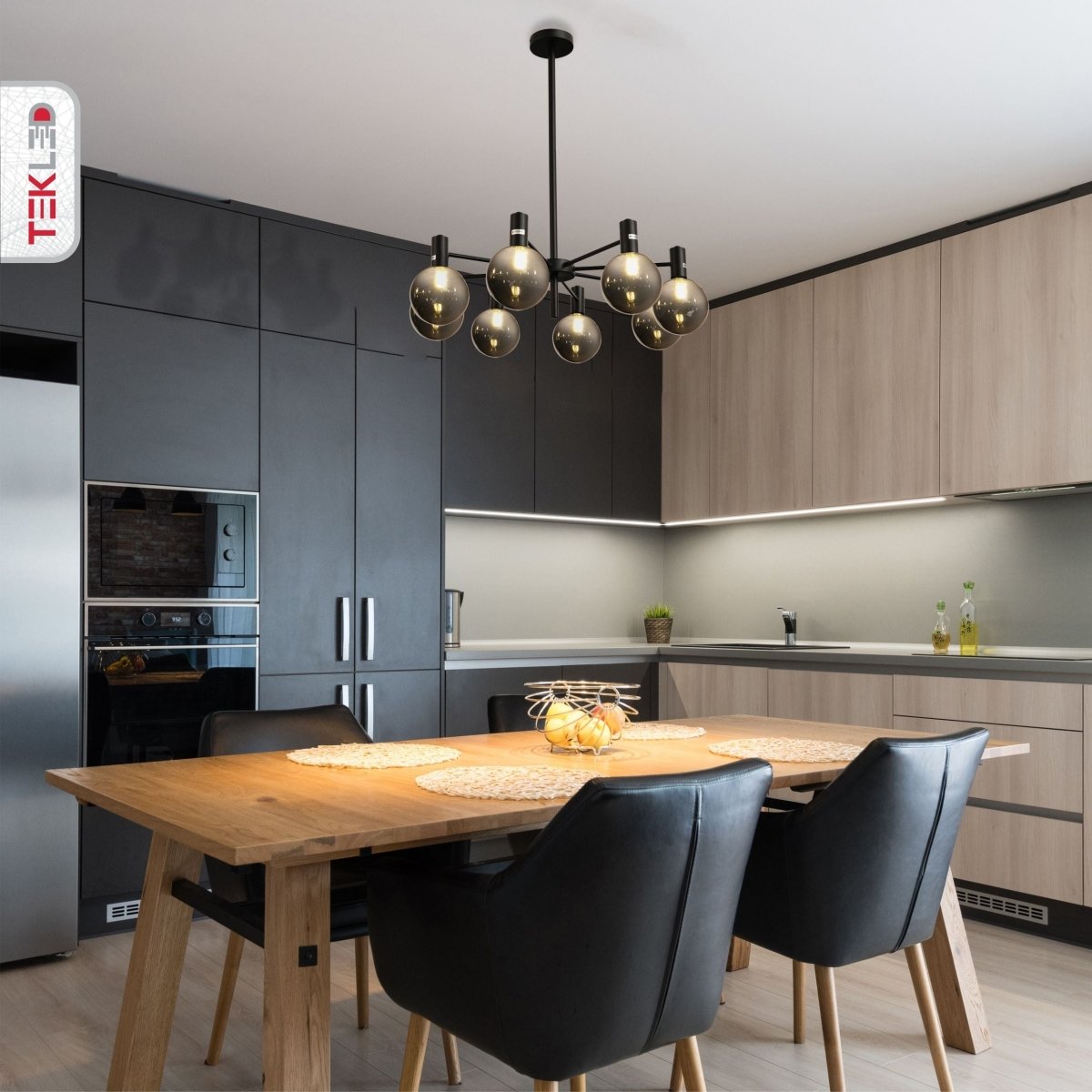 Interior application of Black and Smoky Chandelier with 8xG9 Fitting | TEKLED 158-19620