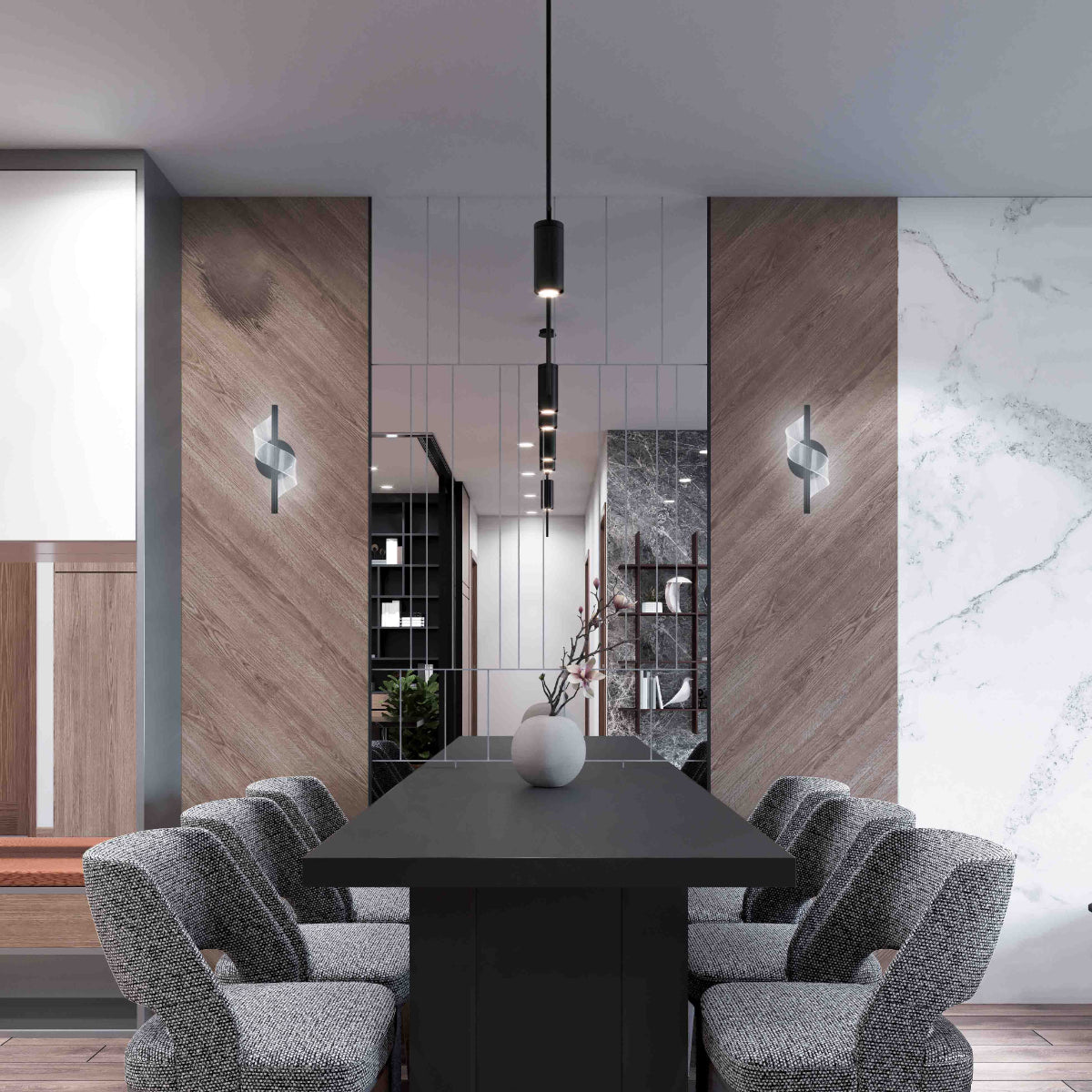 LED Spiral Modern Wall Sconce Light Chrome CCT Changable 151-19700 in play