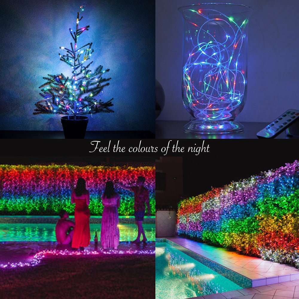 Indoor and outdoor use of Aries RGB Micro-LED String 200 LEDs 25m with Power Adaptor & Remote Control LED String Fairy Light