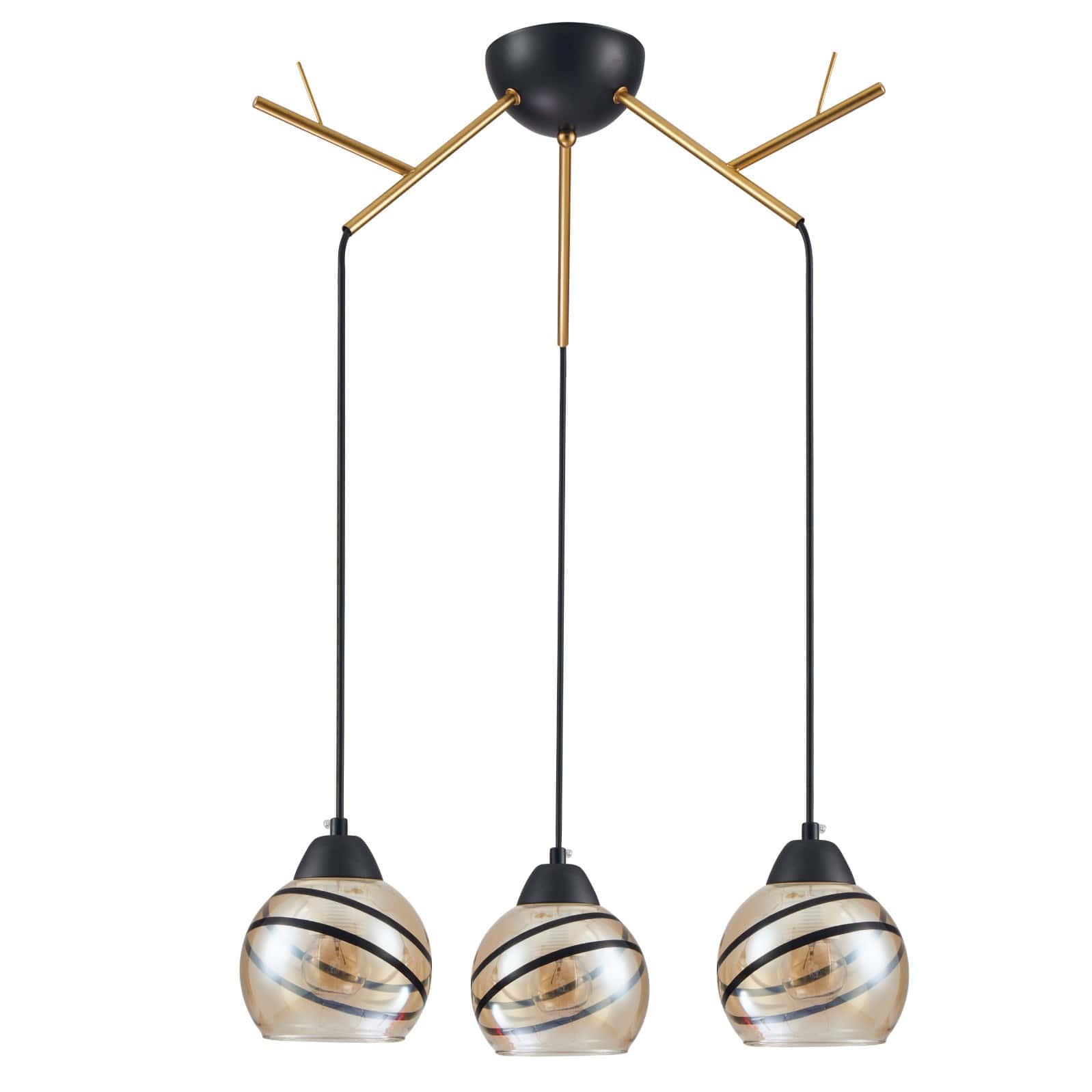 Main image of Amber Dome Glass Gold Twig Modern Ceiling Light | TEKLED 159-17594