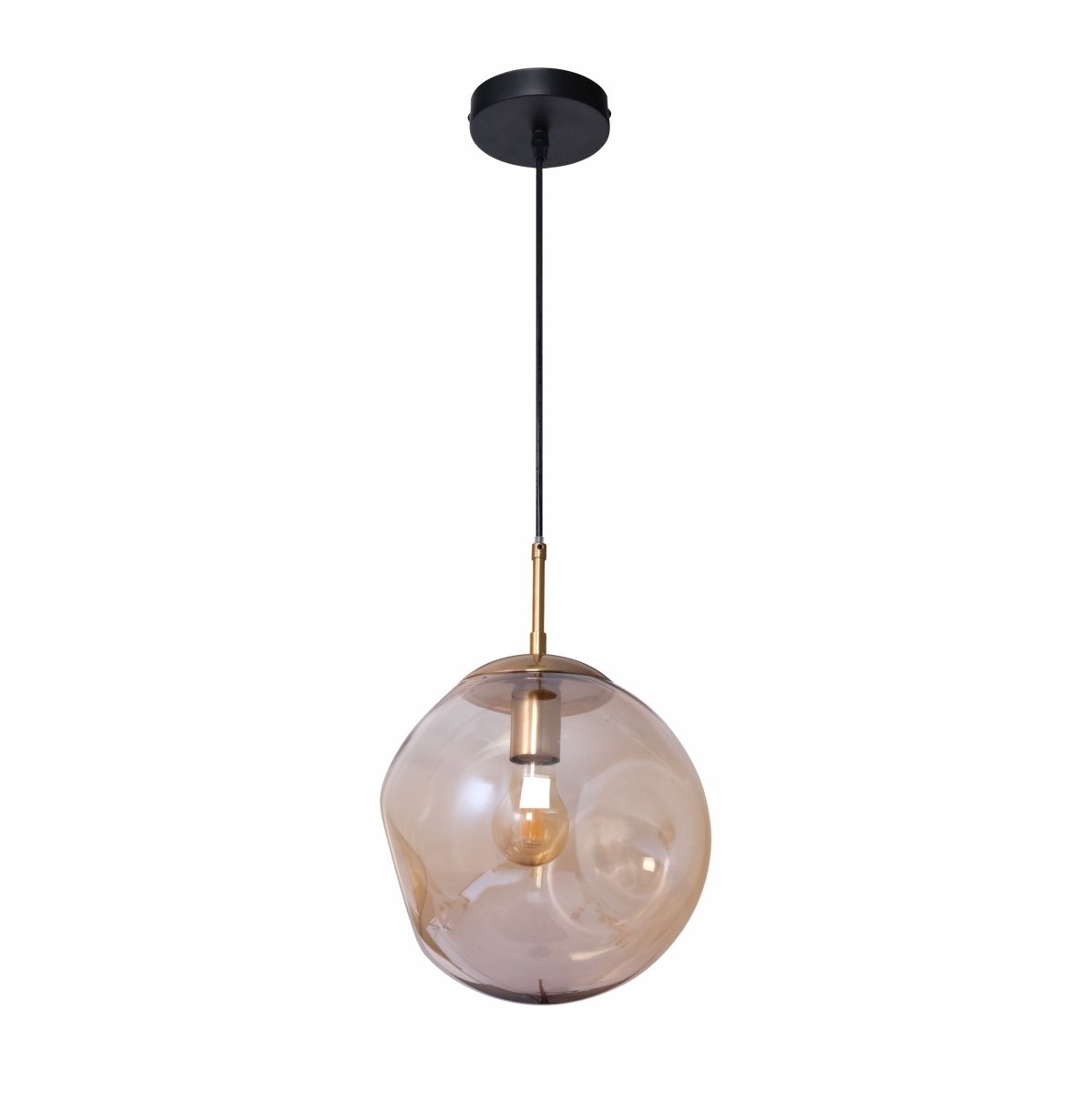 Main image of Amber Glass Crater Pendant Light with E27 Fitting | TEKLED 159-17342