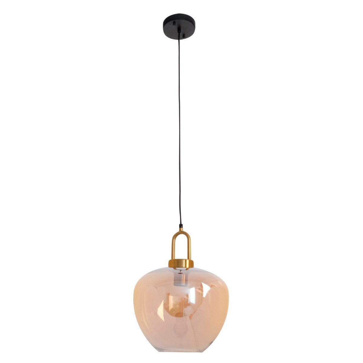 Main image of Amber Glass Globe Pendant Light with E27 Fitting | TEKLED 150-18348