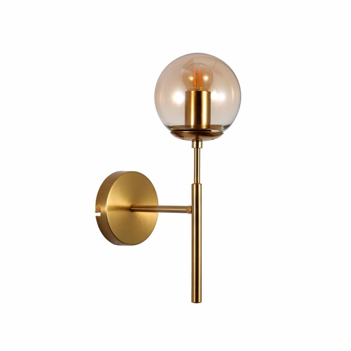 Main image of Amber Glass Gold Metal Wall Light with E27 Fitting | TEKLED 151-19716