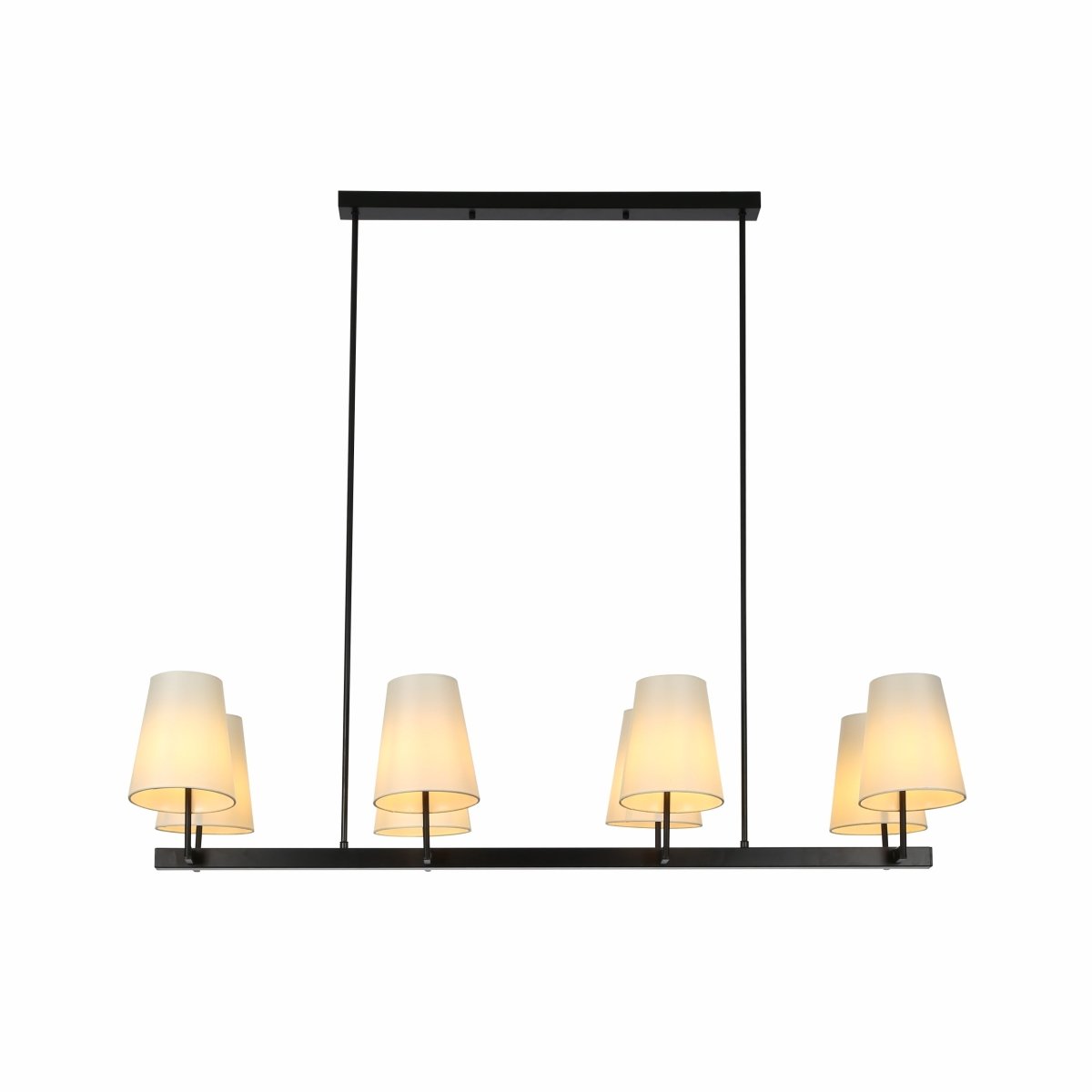 Main image of Beige Fabric Shade Black Metal Body Island Chandelier with 8xE14 Fitting | TEKLED 159-17558