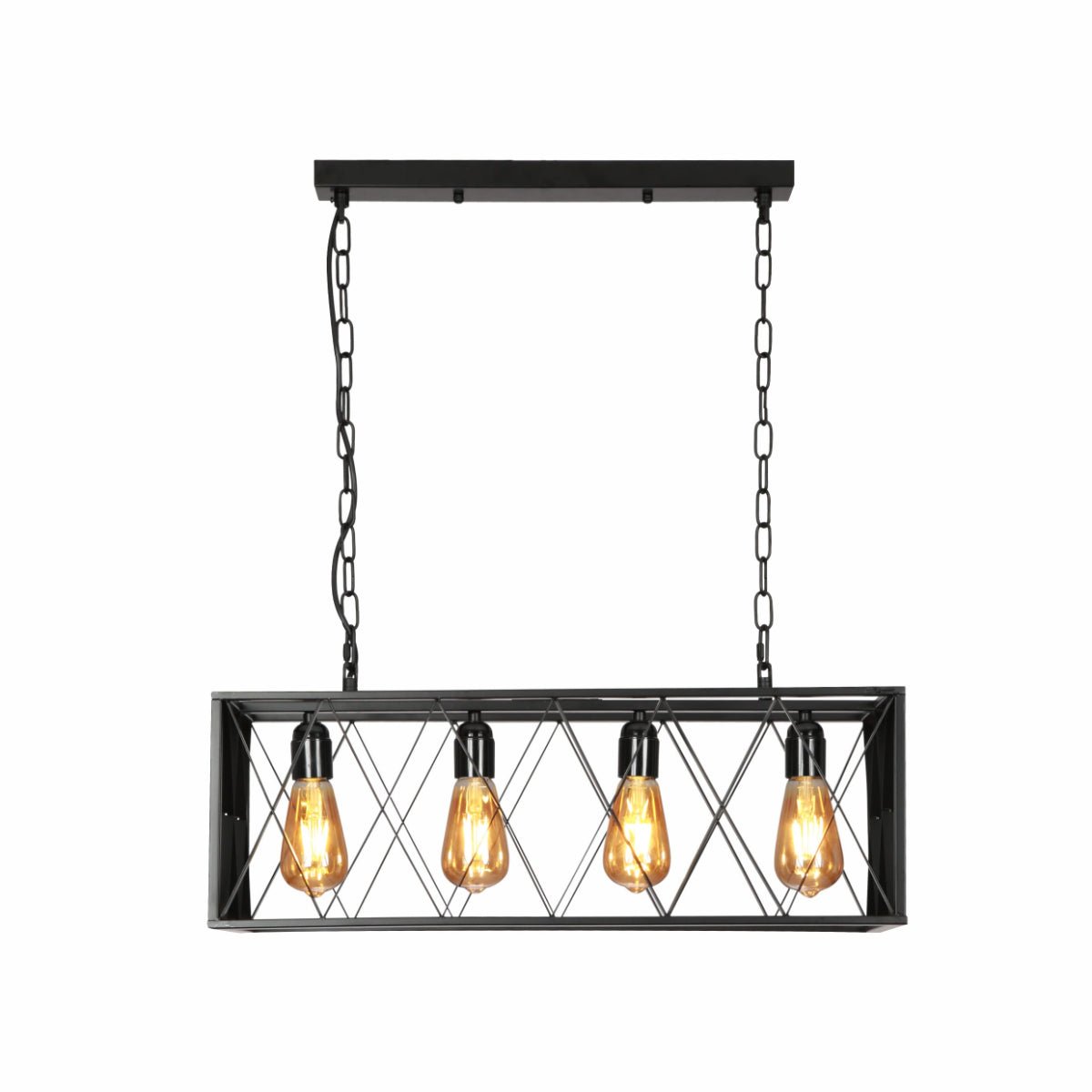 Main image of Black Cuboid Metal Kitchen Island Chandelier Ceiling Light with 4xE27 | TEKLED 150-18099