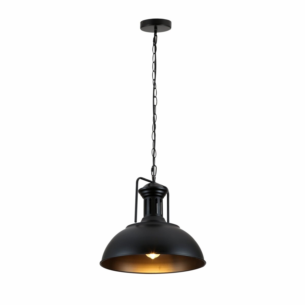 Main image of Black Dome Industrial Jumbo Metal Ceiling Pendant Light with E27 Fitting | TEKLED 150-18356