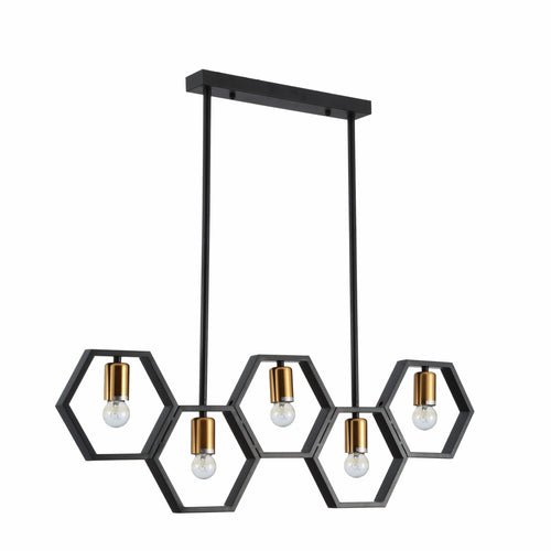 Main image of Black Honeycomb Island Chandelier with 5xE27 Fitting | TEKLED 156-19536