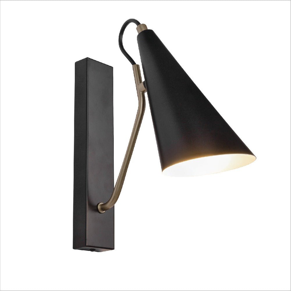 Main image of Black Metal Cone Wall Light with E27 Fitting | TEKLED 151-19648