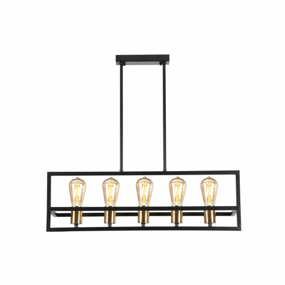 Main image of Black Metal Cuboid Kitchen Island Chandelier Ceiling Light with 5xE27 | TEKLED 156-19534