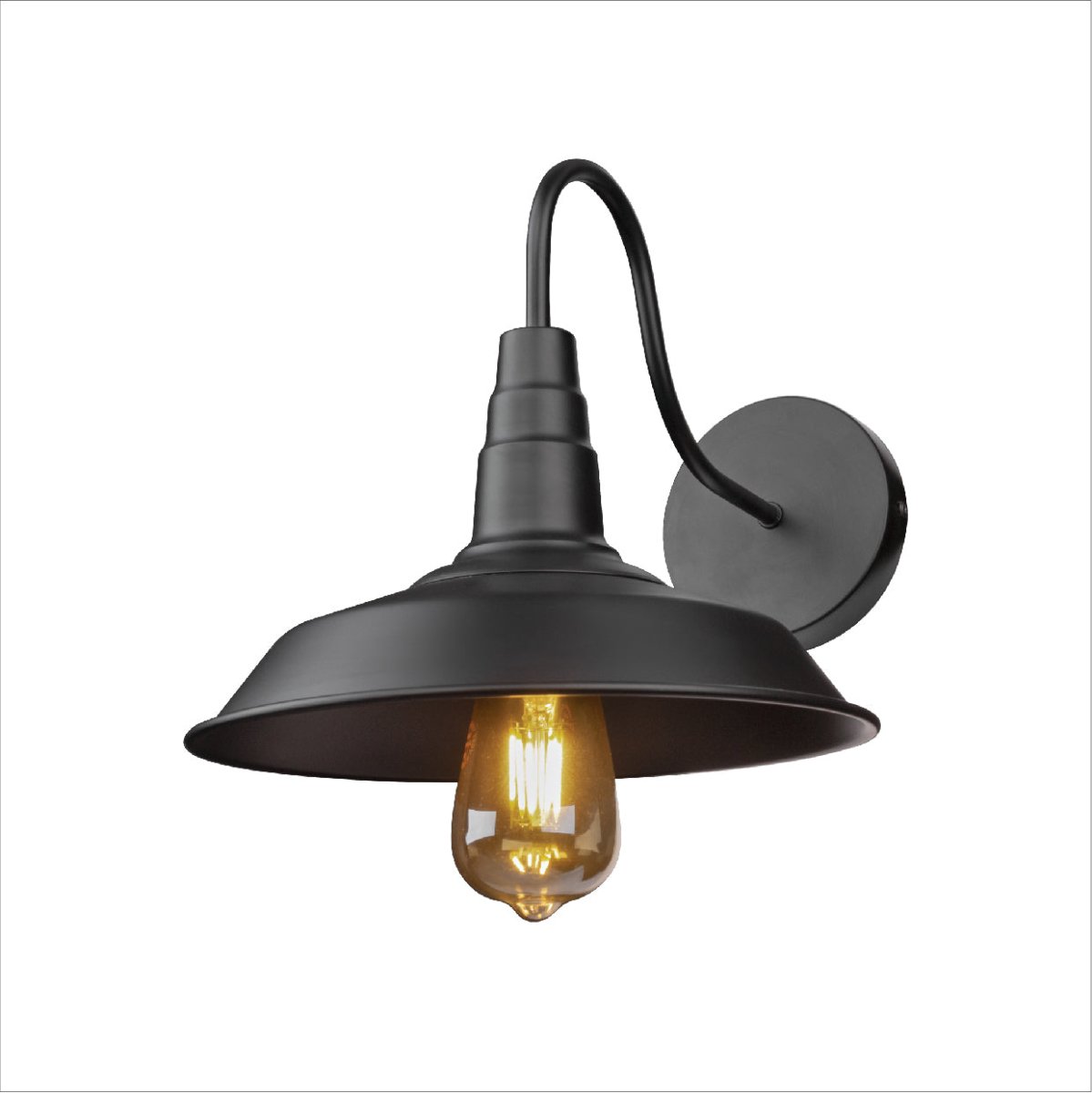 Main image of Black Swan Step Metal Industrial Retro Wall Light with E27 Fitting | TEKLED 151-19608