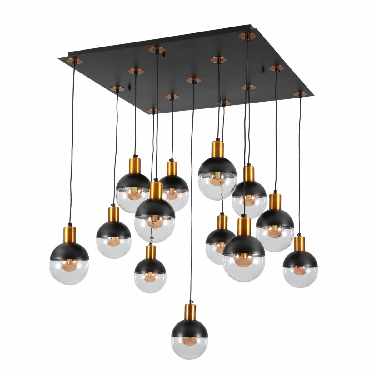 Main image of Clear Black Globe Glass Modern Nordic Chandelier with 13xG9 Fitting | TEKLED 158-19570