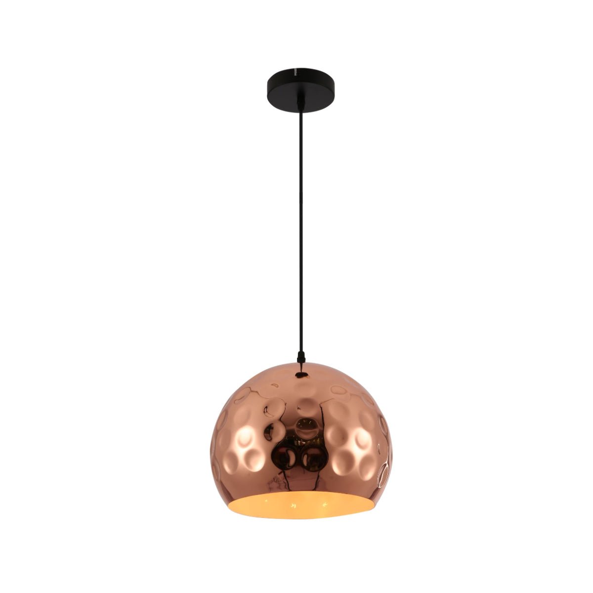 Main image of Copper Metal Golden Hammered Dome Pendant Ceiling Light with E27 | TEKLED 150-17810