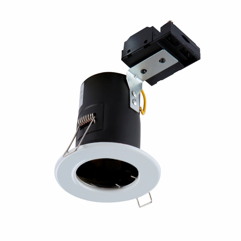 Main image of Fixed Pressed Steel Fire Rated Downlight White IP20 GU10 | TEKLED 143-03712