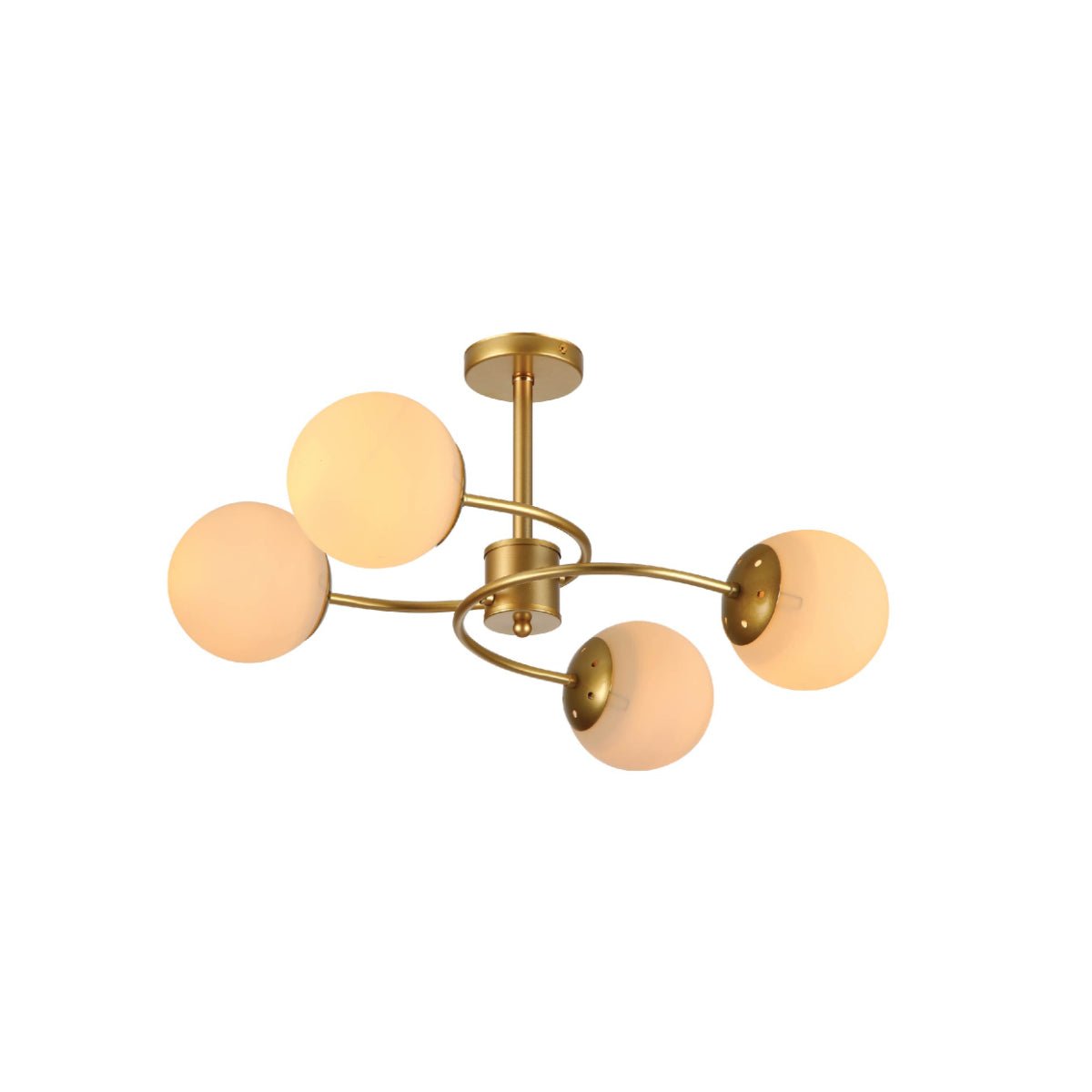 Main image of Gold Crescent Body Opal Globe Ceiling Light with E27 Fittings | TEKLED 159-17668