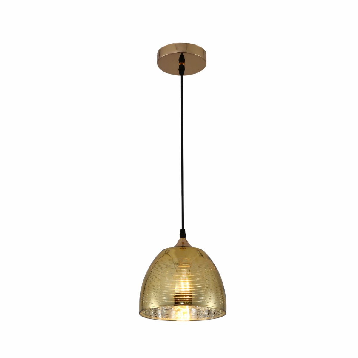 Main image of Gold Glass Dome Pendant Ceiling Light with E27 Fitting | TEKLED 150-18013