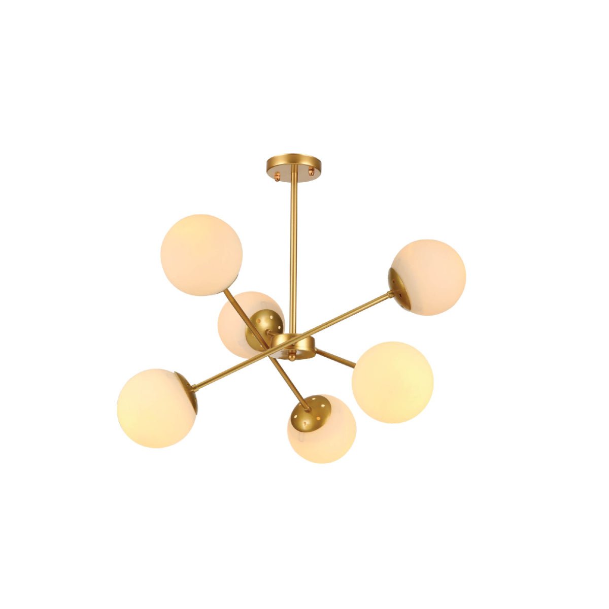 Main image of Gold Sputnik Metal Opal Globe Glass Modern Ceiling Light with E27 Fittings | TEKLED 159-17656