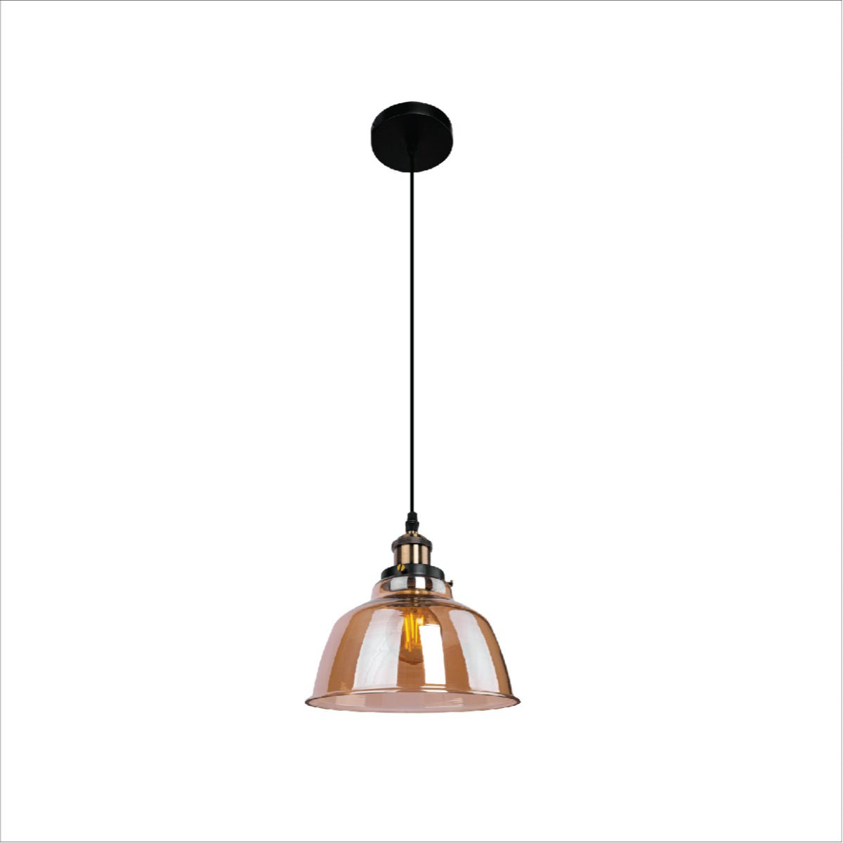 Main image of Amber Glass Dome Pendant Ceiling Light with E27 | TEKLED 150-17804