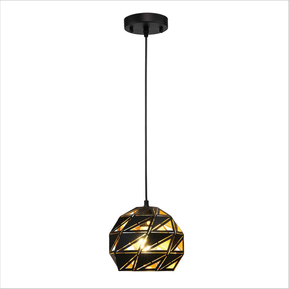 Black-golden metal polyhedral pendant light s with e27 fitting main image