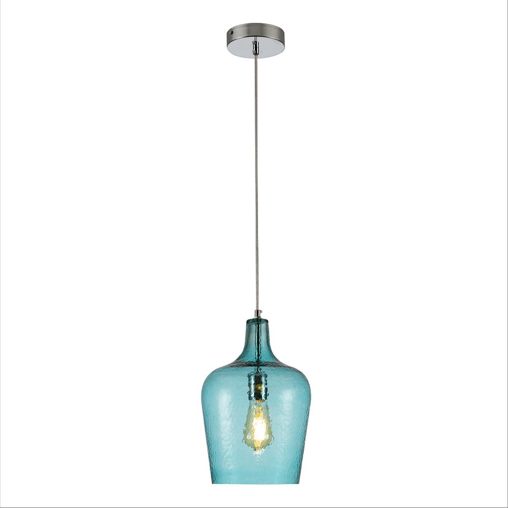 Blue frosted glass schoolhouse pendant light l with e27 main