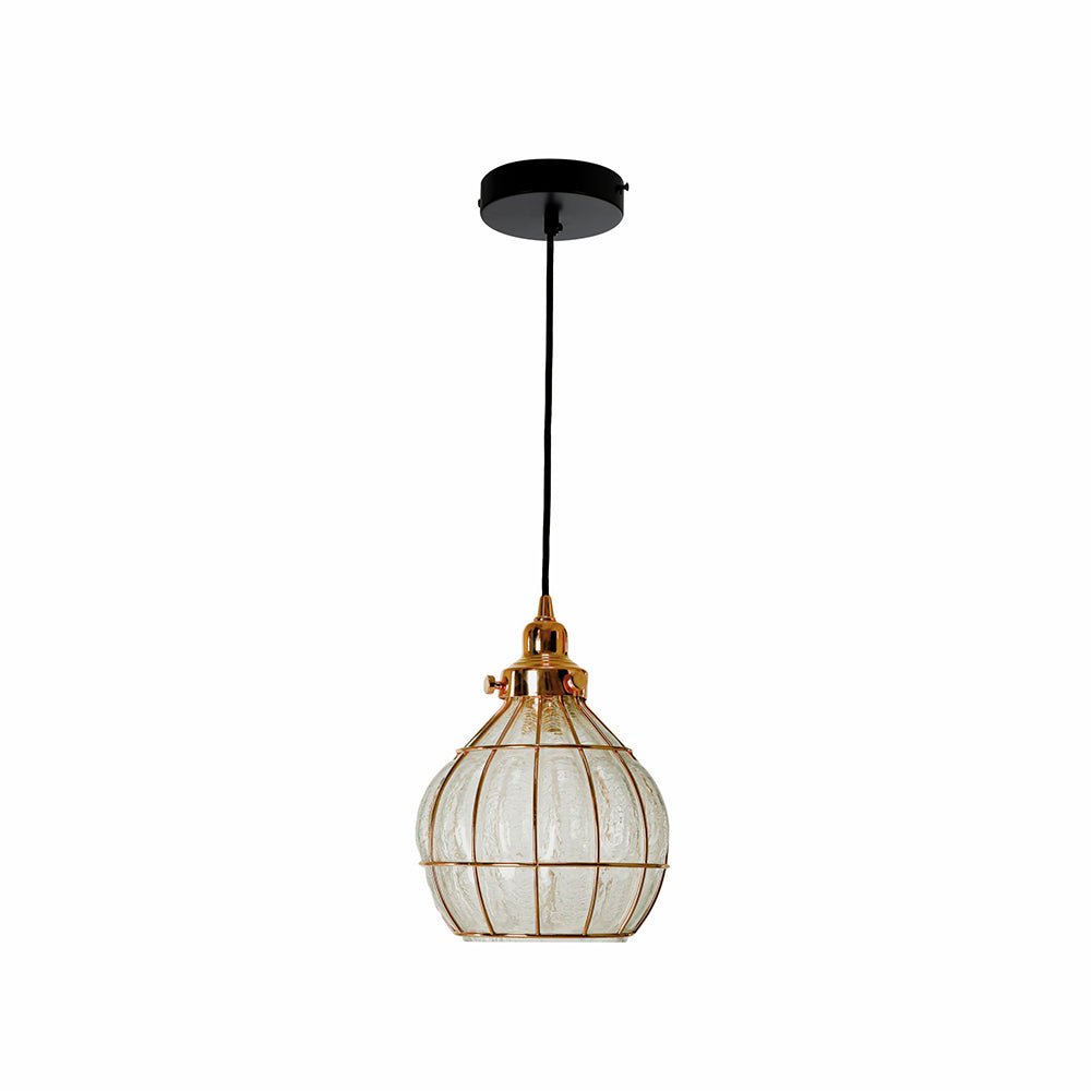 Caged copper metal clear glass india dome pendant light with e27 main image