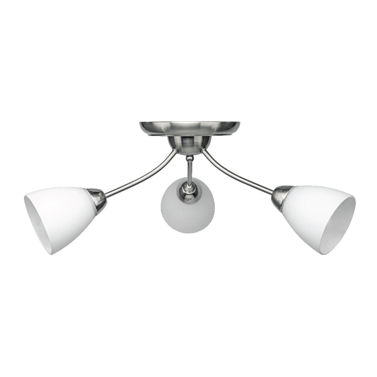 White glass chrome semi-flush ceiling light with 3xE27 main