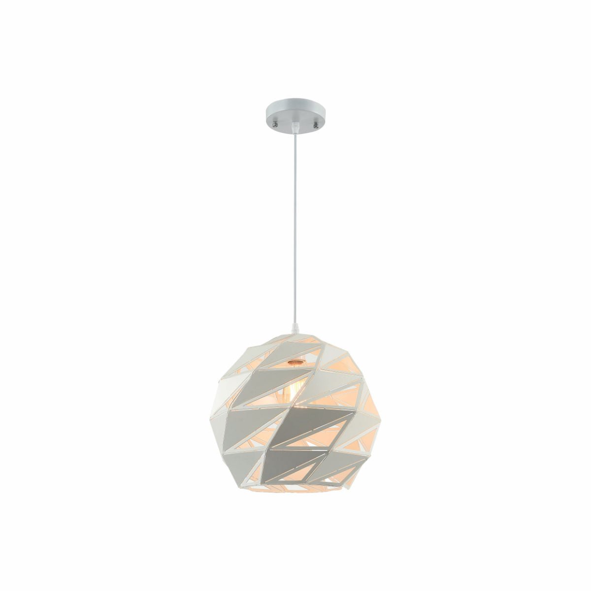 Main image of White Metal Globe Polyhedral Pendant Ceiling Light with E27 | TEKLED 150-18270