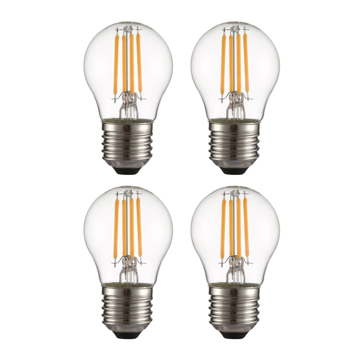 Main image of LED Dimmable Filament Bulb G45 Golf Ball E27 Edison Screw 4W 470lm Warm White 2700K Clear Pack of 4 | TEKLED 583-150244