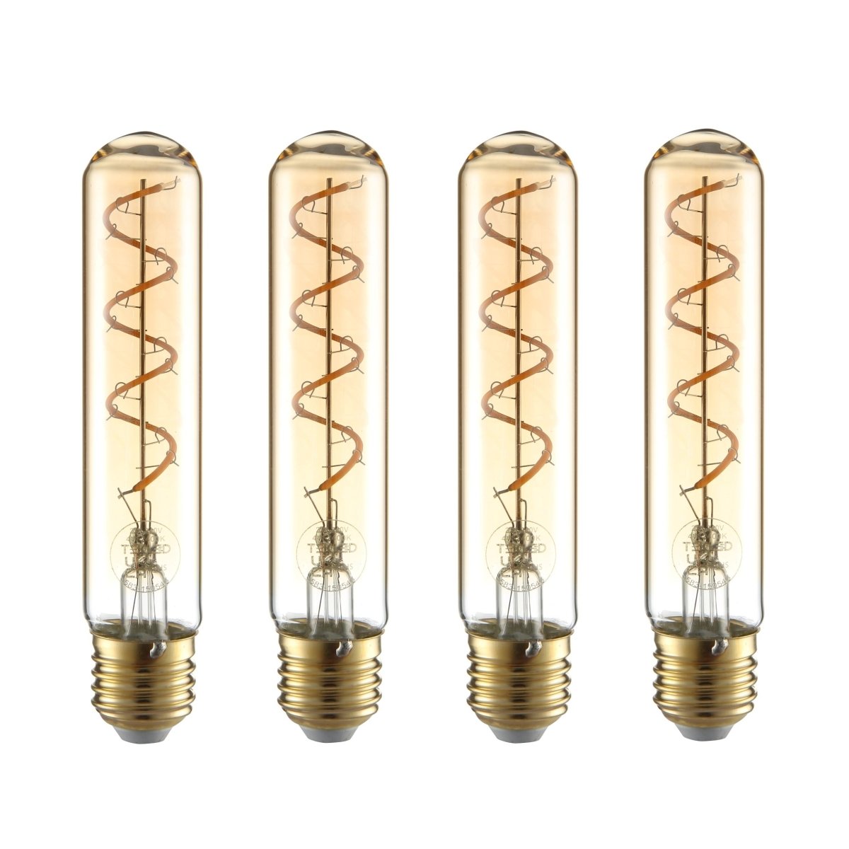 Main image of LED Dimmable Filament Bulb T30 Tubular E27 Edison Screw 4W 240lm 150mm Warm White 2400K Amber Pack of 4 | TEKLED 583-150545