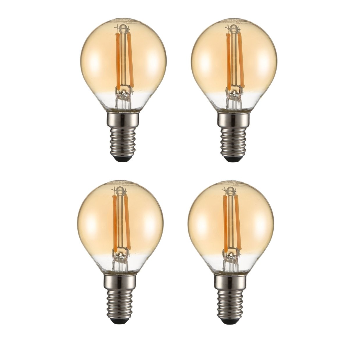 Main image of LED Filament Bulb P45 Golf Ball E14 Small Edison Screw 2W 220lm Warm White 2400K Amber Pack of 4 | TEKLED 583-150222