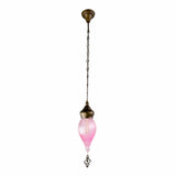 Main image of Moroccan Style Antique Brass and Pink Glass Pendant Light E27 | TEKLED 158-195584