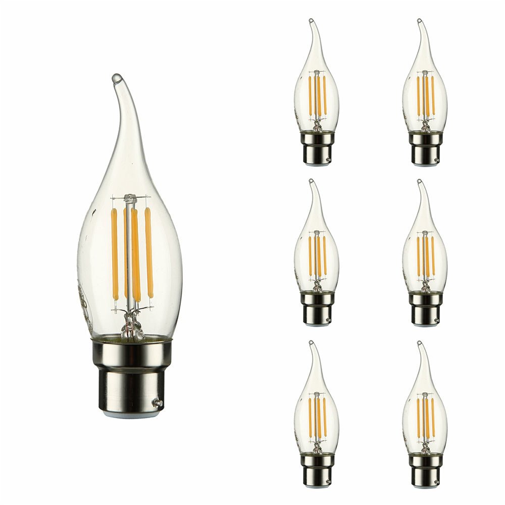 main of led filament bulb candle c35 tail b22 bayonet cap 4w 400lm warm white 2700k clear pack of 6
