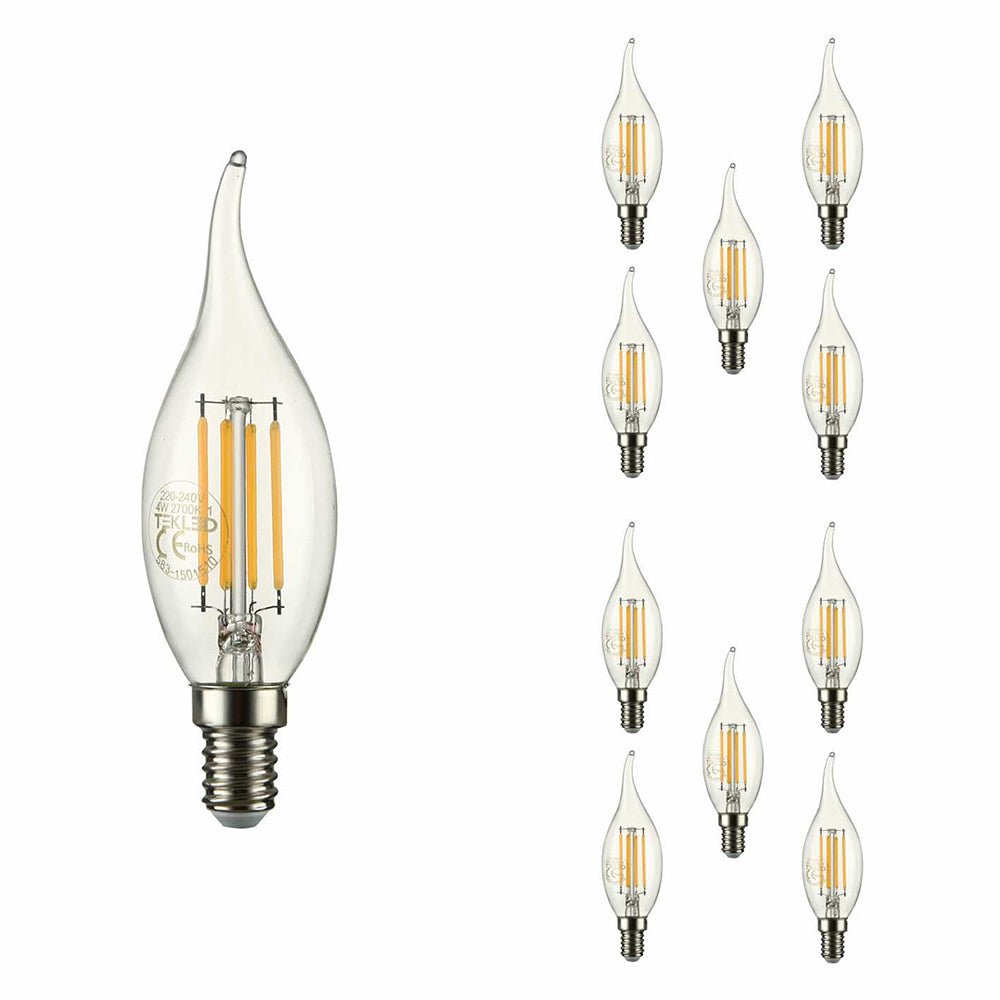 main of led filament bulb candle c35 tail e14 small edison screw 4w 400lm warm white 2700k clear pack of 10
