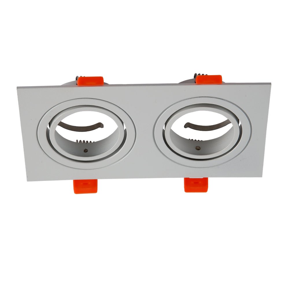 Main image of Rectangle Recessed Tilt Downlight White with 2xGU10 Fitting | TEKLED 165-03886