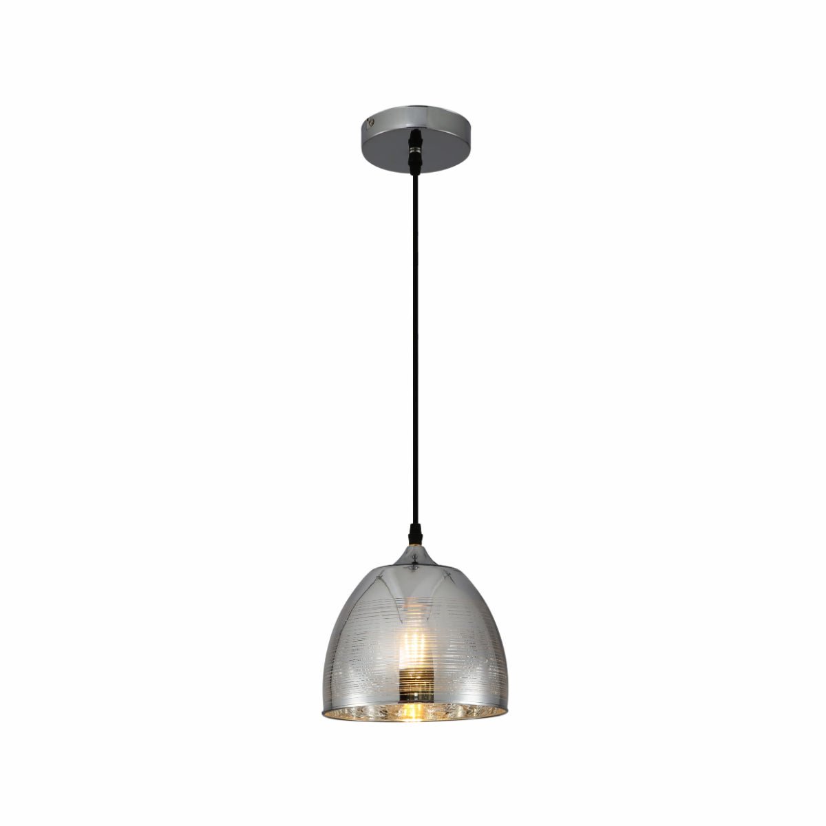 Main image of Silver Grey Glass Dome Pendant Ceiling Light with E27 Fitting | TEKLED 150-18012