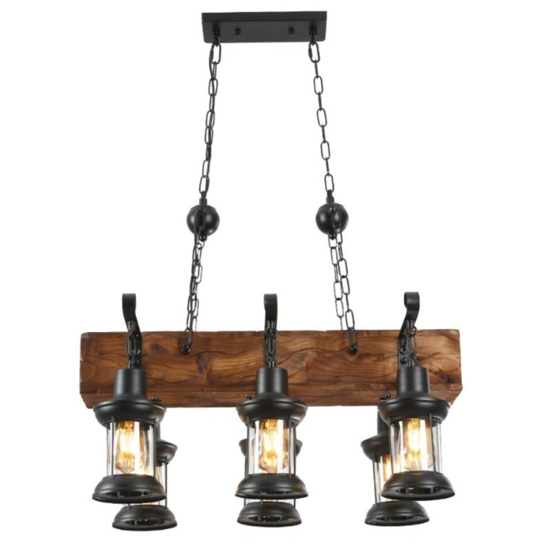 Main image of Wood Marine Nautical Kitchen Island Chandelier Ceiling Light with 6xE27 Fittings | TEKLED 158-17679