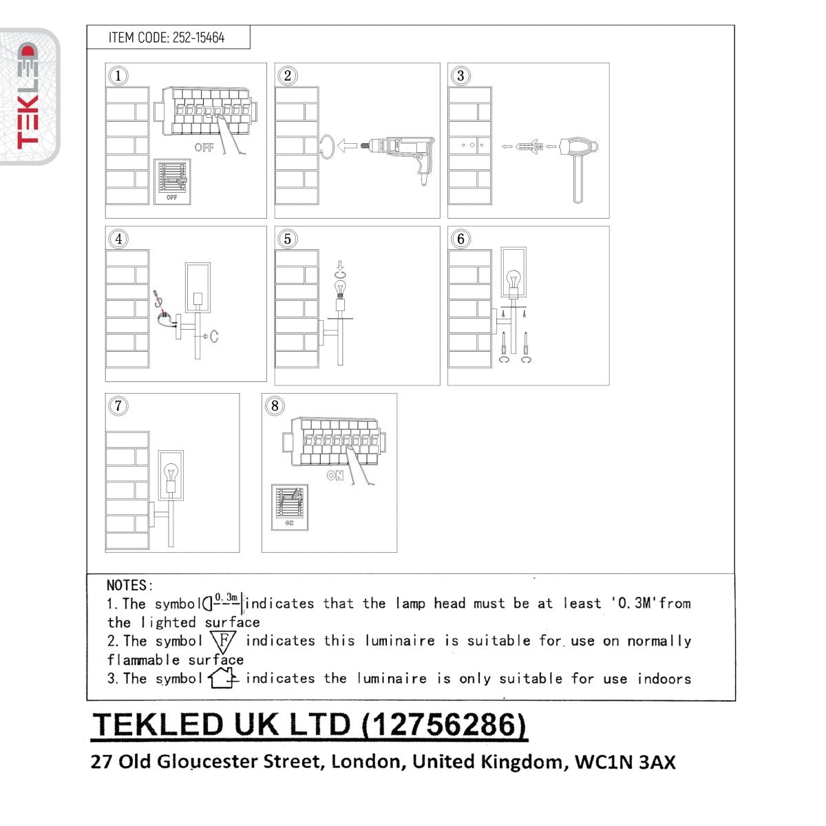 User manual for Cube Scone Wall Lamp Matt Black Clear Glass E27