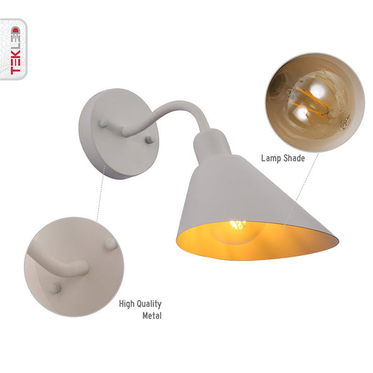 Features of Matte White Cone Wall Light with E27 Fitting