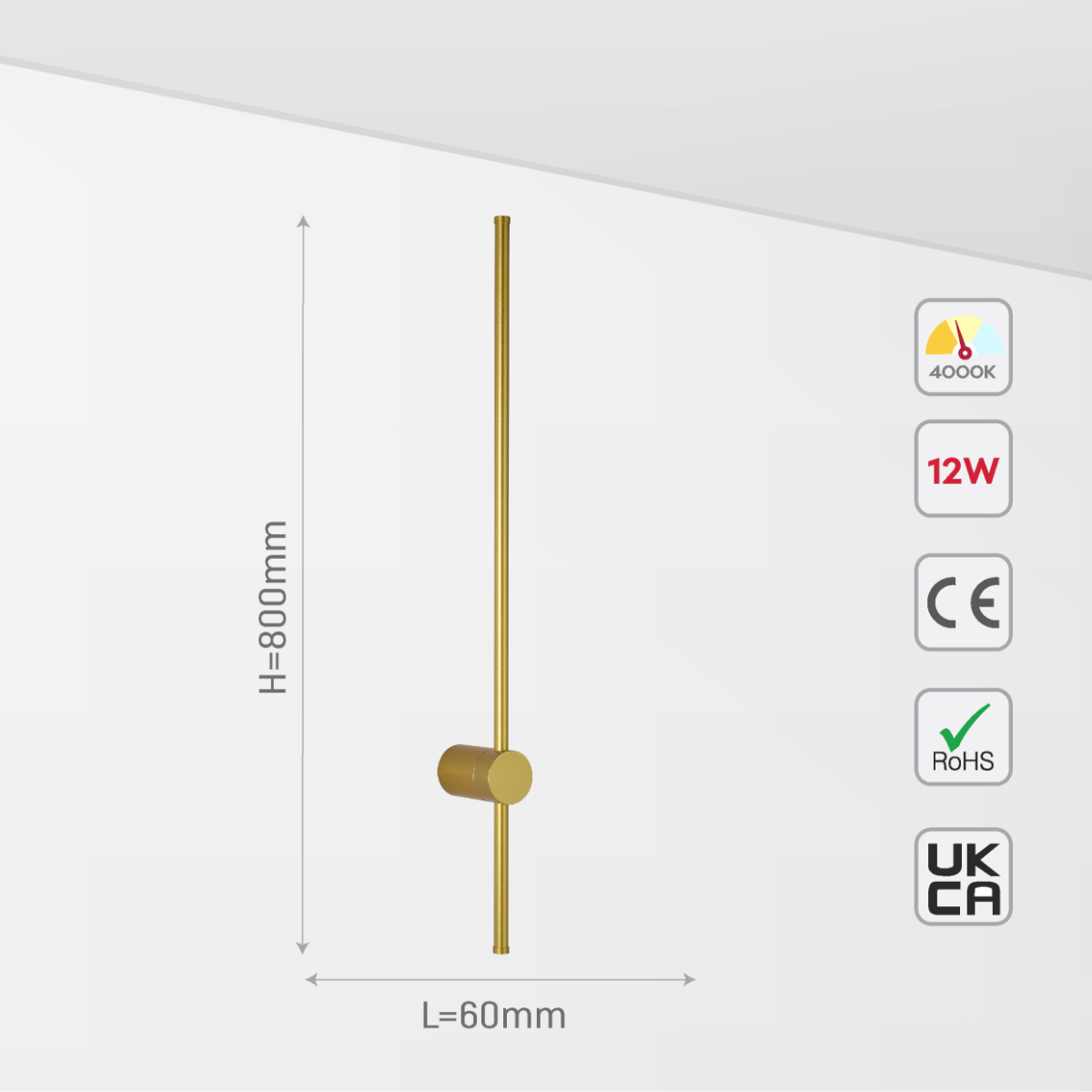 Size and certifications of Minimalist Linear Wall Sconce Light 151-19980