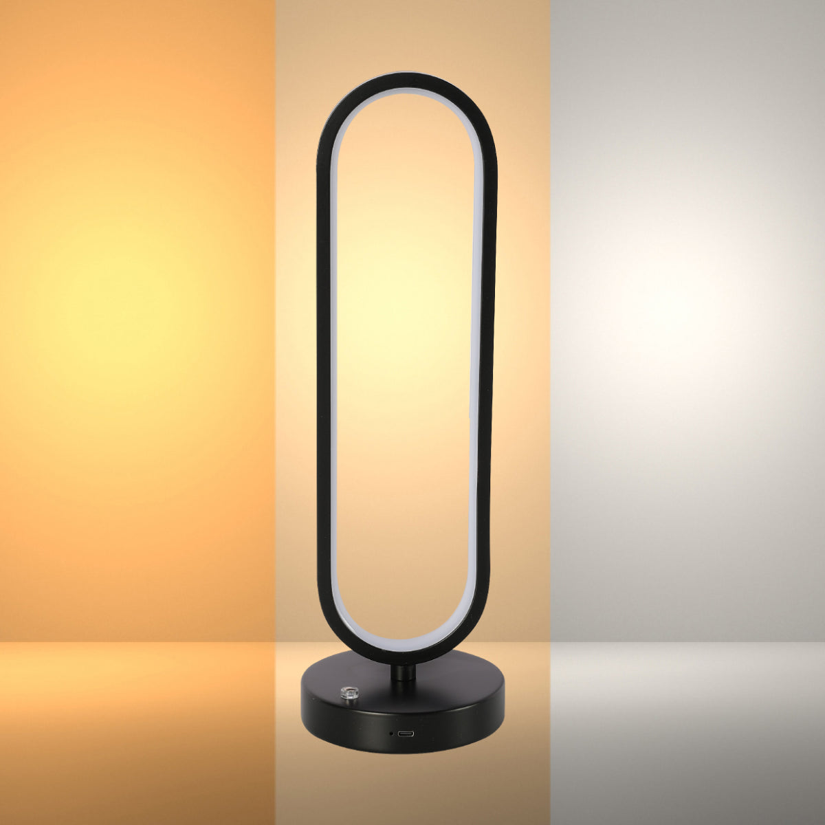 Main image of Minimalist Oval Table Lamp with 3 CCT LED - Black Finish 130-03643