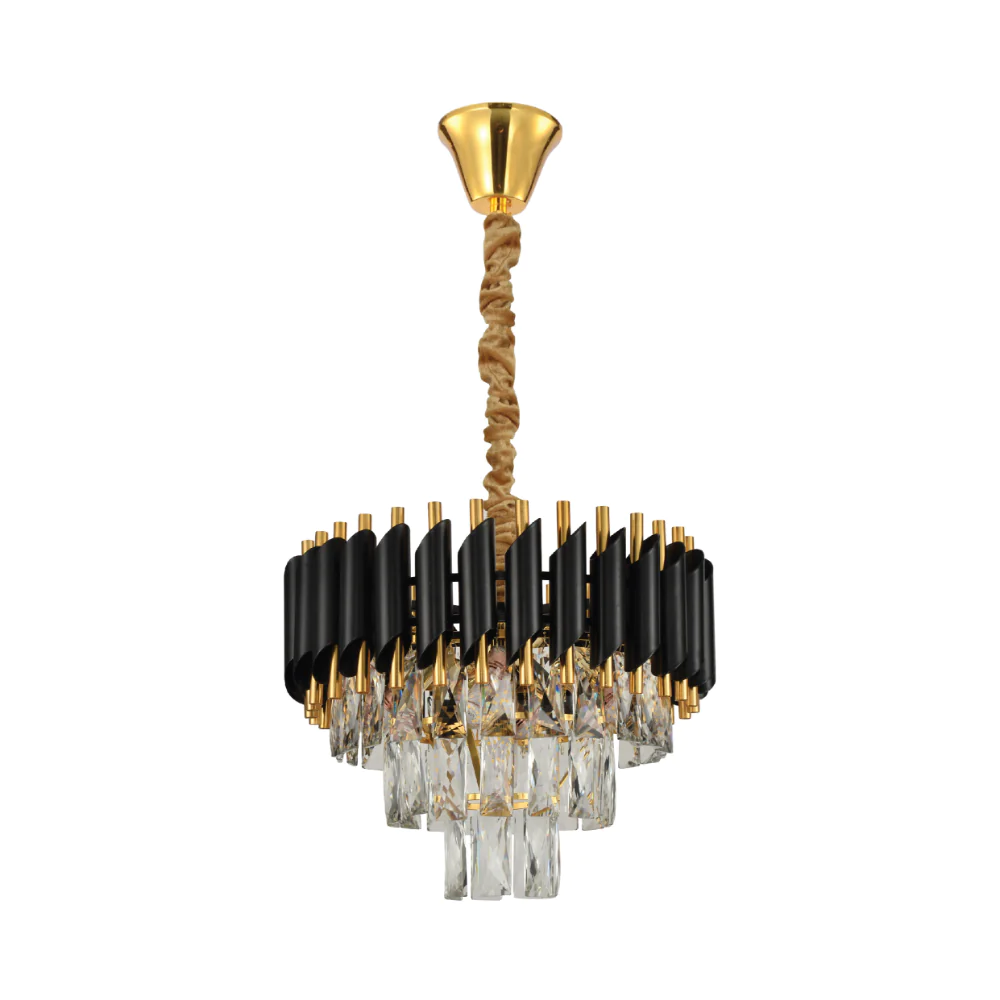 Black and gold online chandelier with crystals