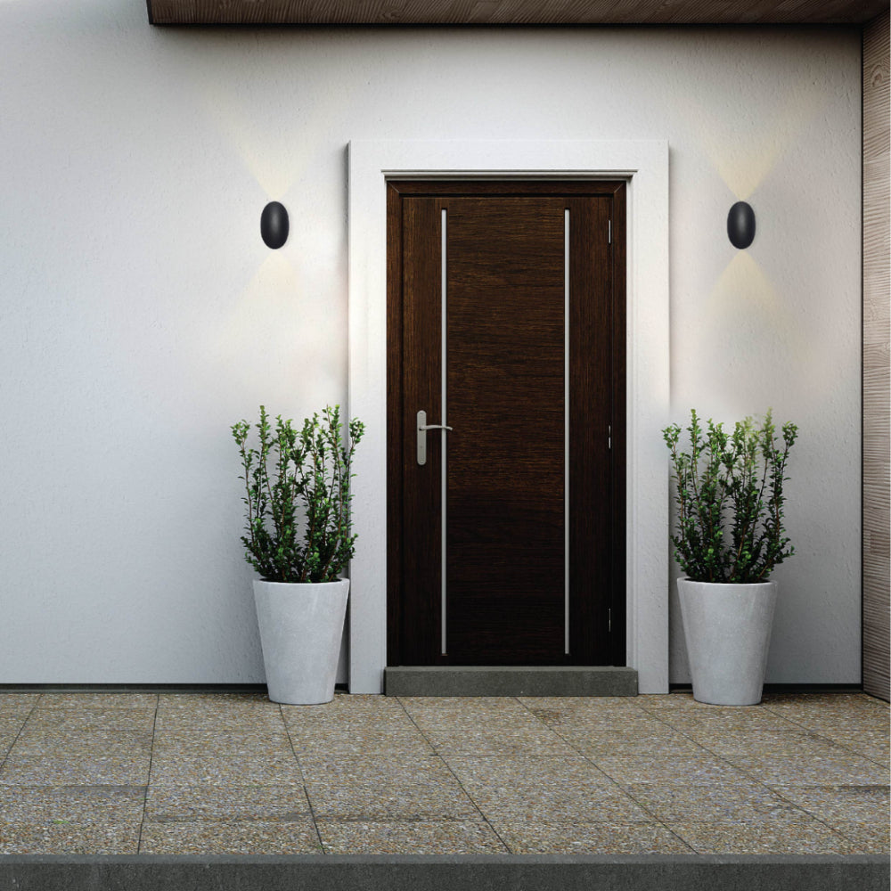 More exterior usage of Black Ellipse Up Down Decorative Outdoor Modern LED Wall Light | TEKLED 182-03372