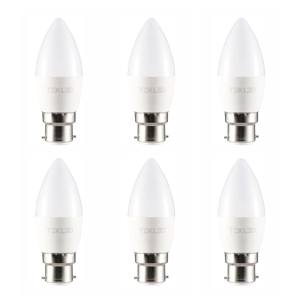 Plain image of a pack of Cetus LED Candle Bulb C37 Dimmable B22 Bayonet Cap 6W Warm White 2700K Pack of 6