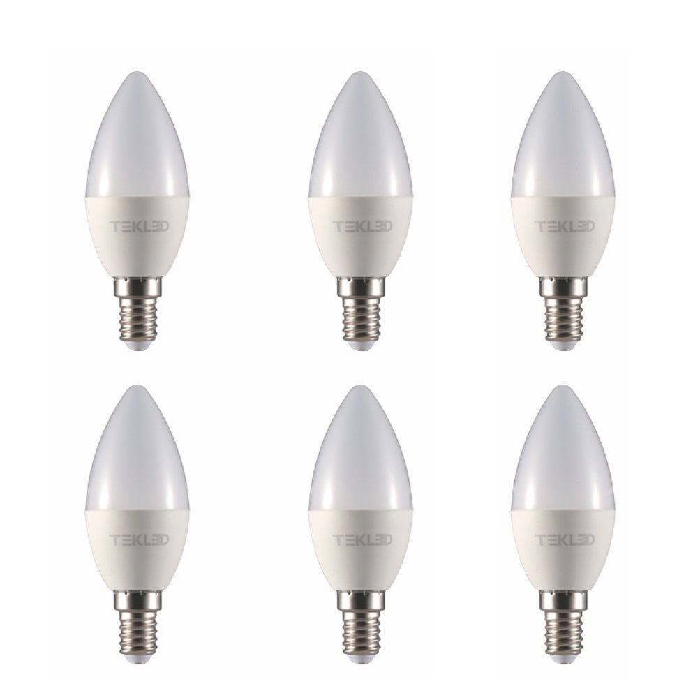 Plain image of a pack of Vela LED Candle Bulb C37 Dimmable E14 Small Edison Screw 5W Warm White 3000K Pack of 6